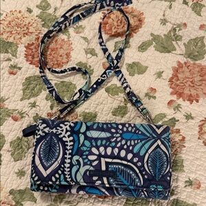 Vera Bradley Navy and Teal Paisley Crossbody Wallet